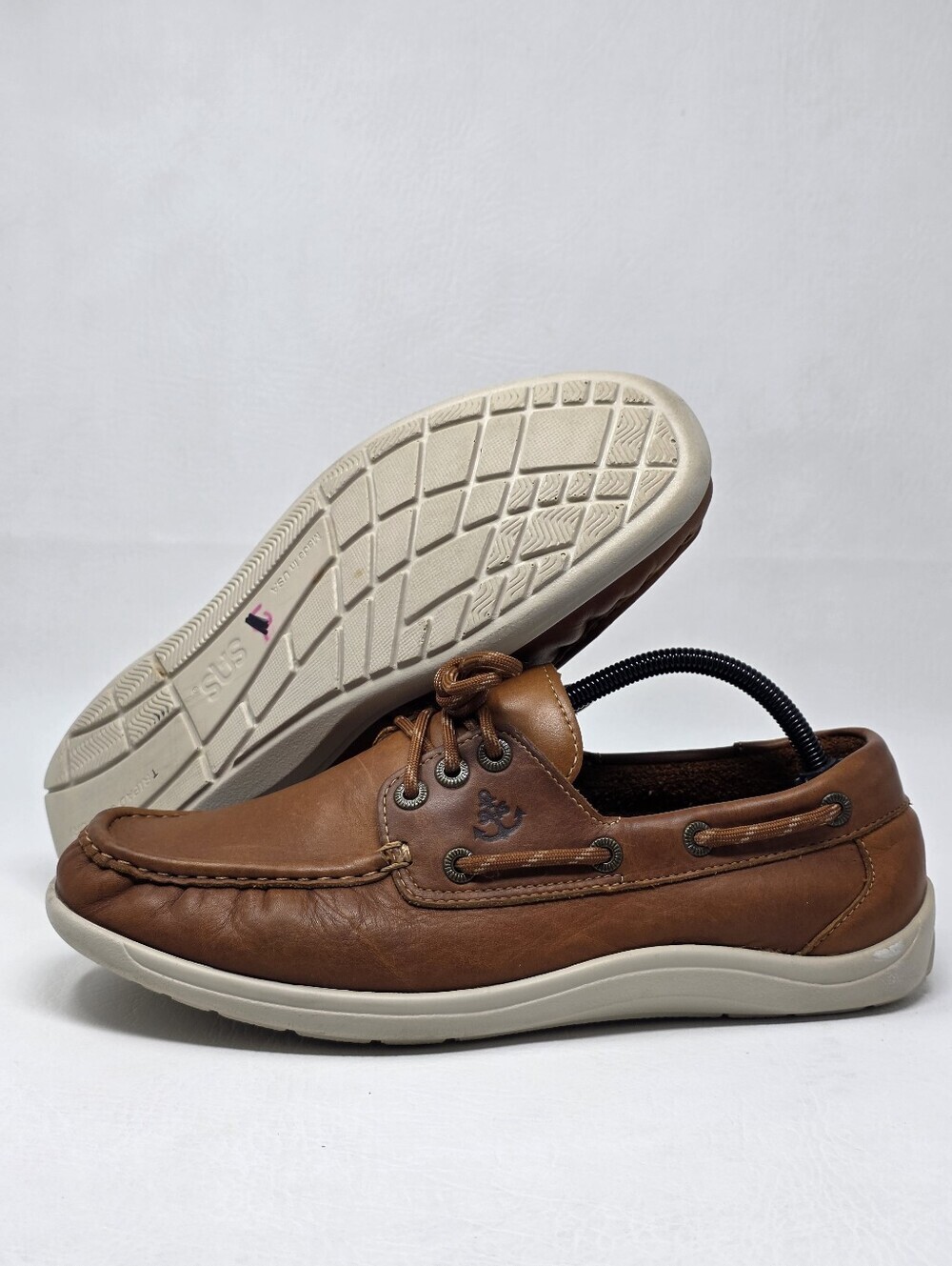 SAS Tripad Mens Decksider Boat Shoe Brown Leather Slip On Loafer Size 10M